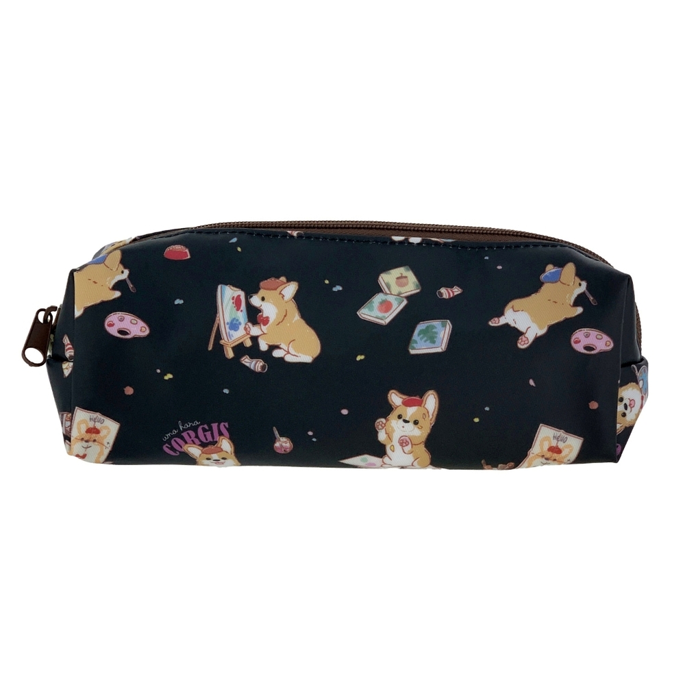 Waterproof Corgi Artist Large Pencil Case Makeup Pouch